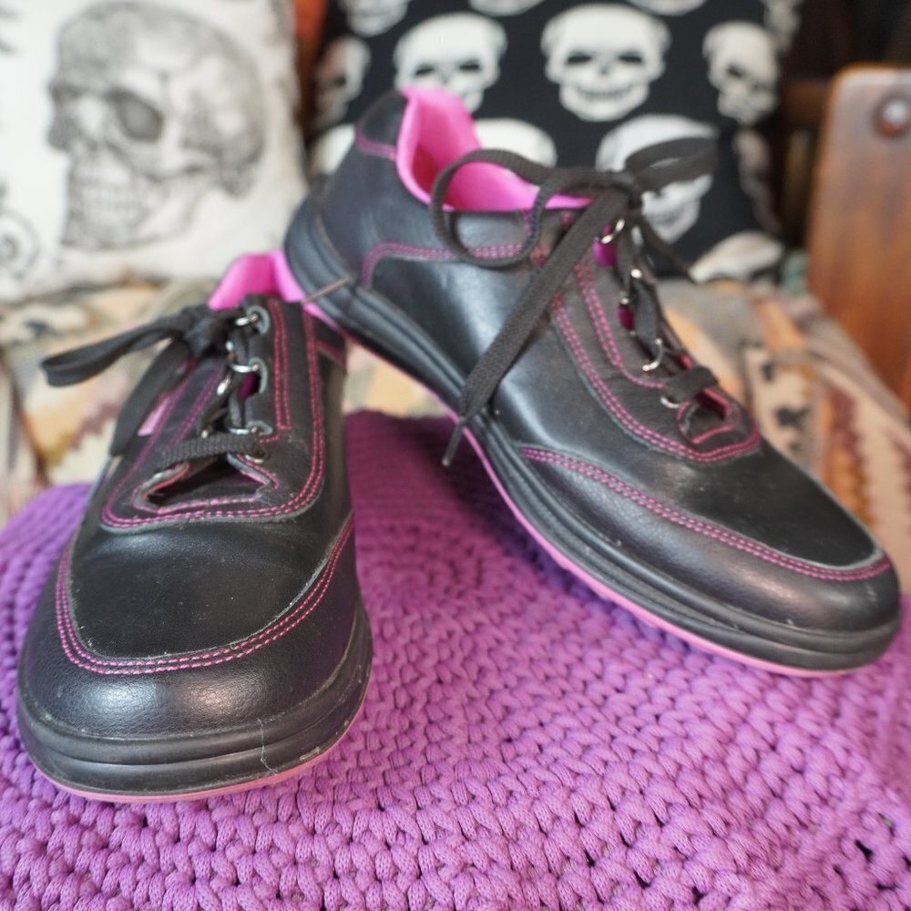 SAS Womens Sporty Black And Pink Leather Comfort Active Walking Shoe Size 7